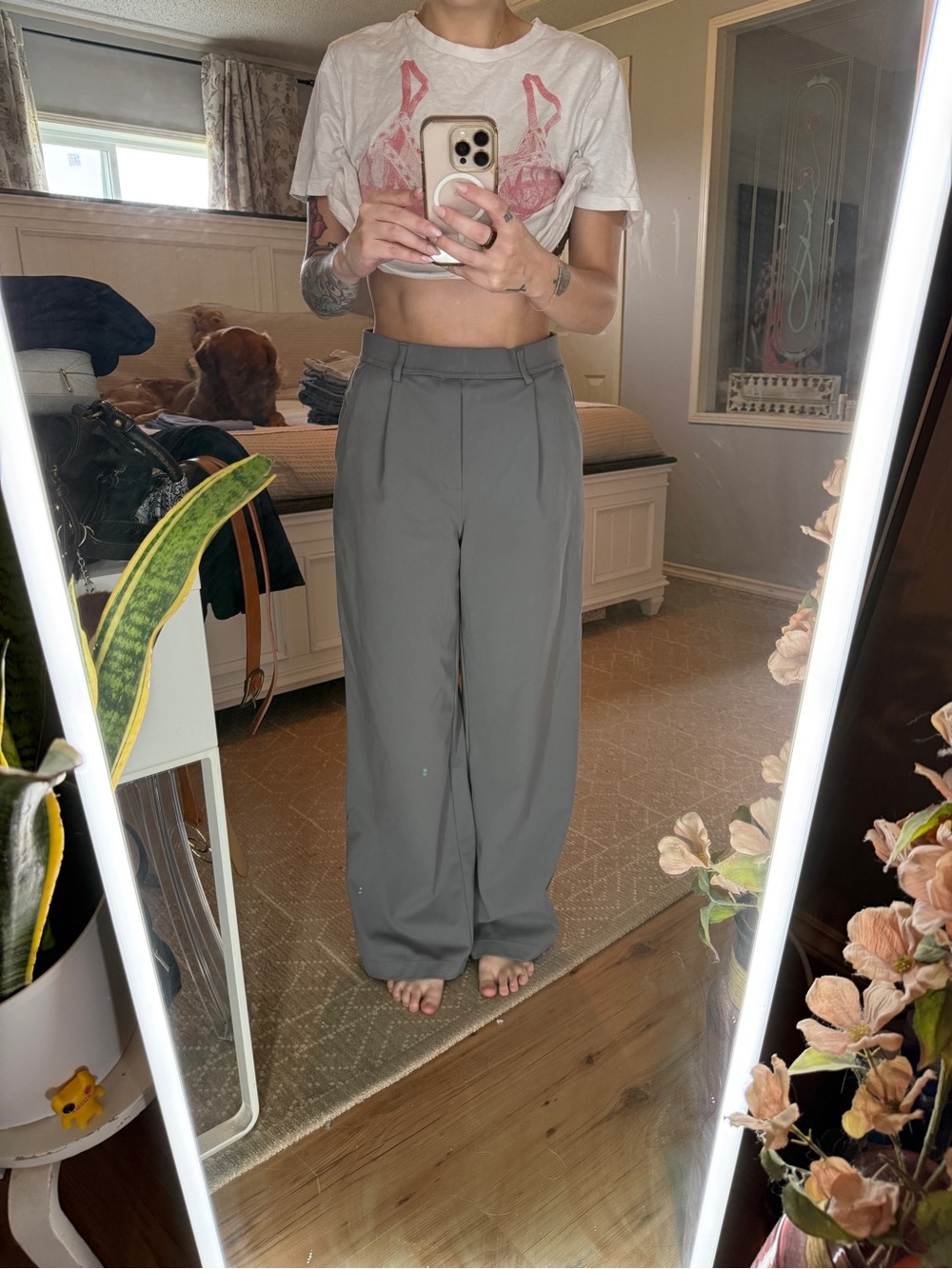 HALARA High-Rise Wide Leg Pants — Gray